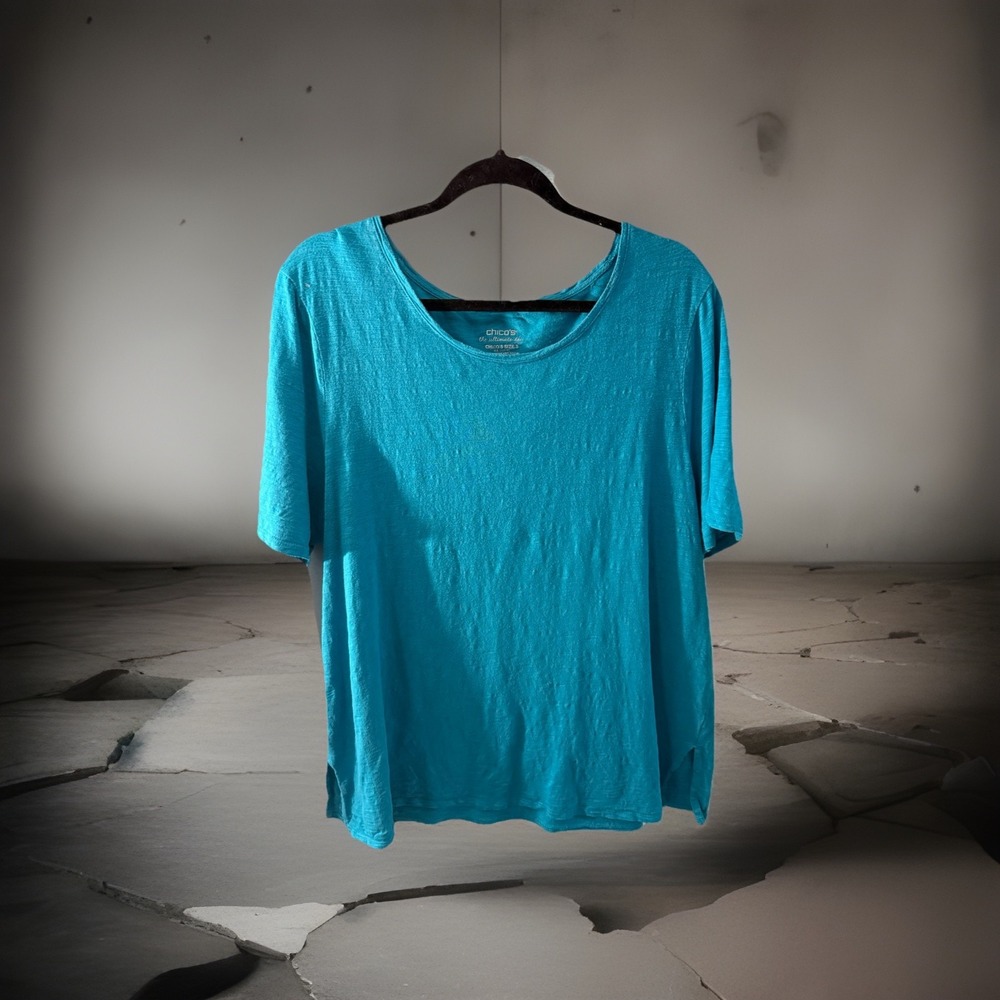 Chicos Women's Size‎ 3 T-shirt Blouse Light Blue Cotton/modal